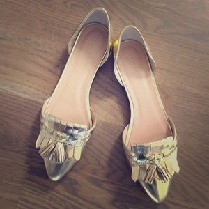 Gold leather j.crew flats - NEW